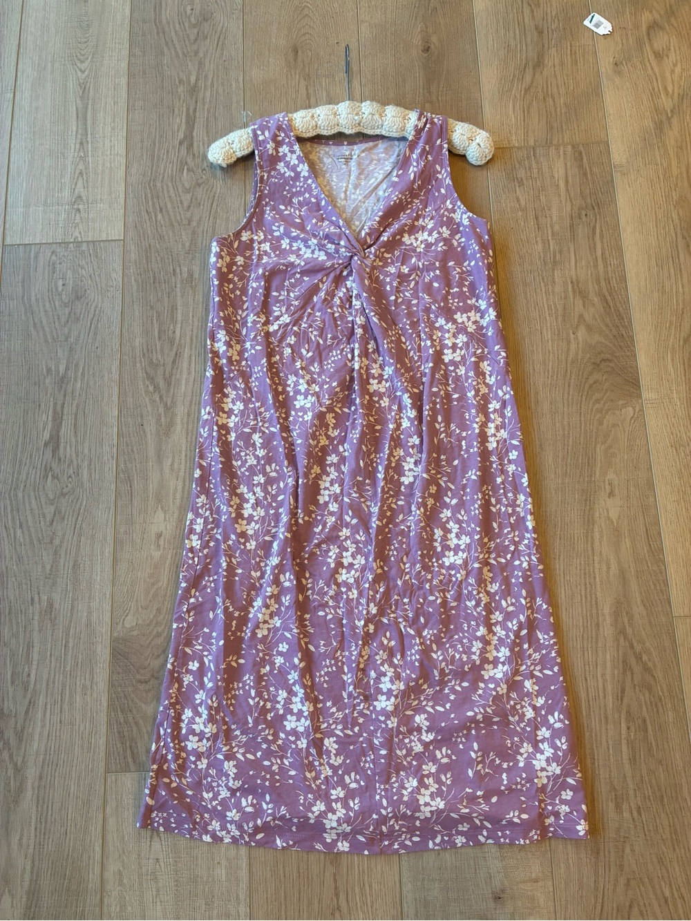 Garnet Hill Lilac Floral Sleeveless Twist-Front Midi Dress XS cottage travel